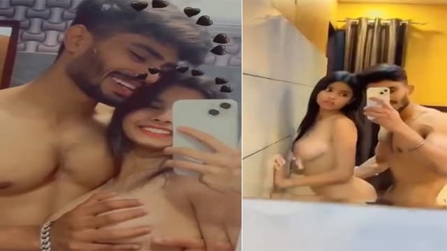 Indian Teen Couple Mirror Selfie Fuck